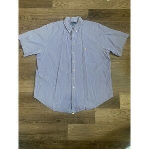 Polo Ralph Lauren Mens 3XLT Tall Blue Gingham Plaid Classic Fit Button Shirt